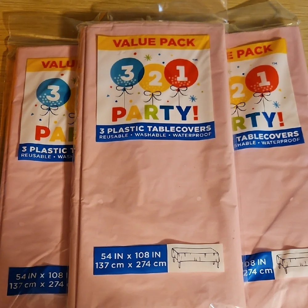Pink Plastic Tablecovers Value Pack 3 Packs Of 3